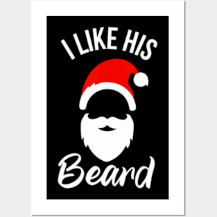 I Like His Beard I Like Her Butt Couple Christmas Santa Hat Posters and Art